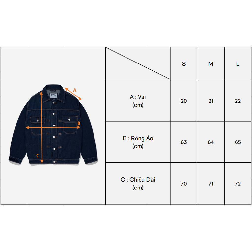 Áo khoác jean Owlbrand xếp li /Xanh đậm