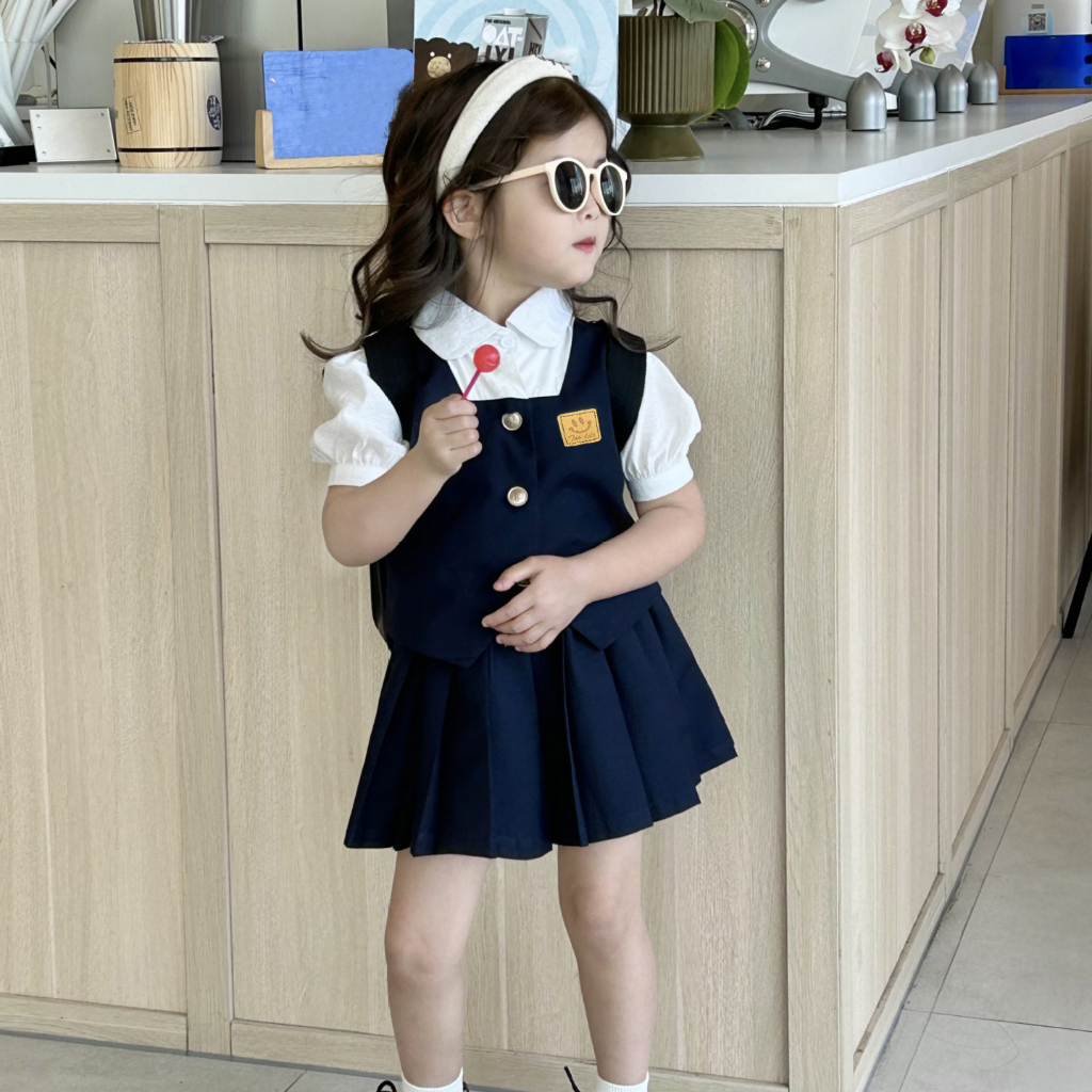 Đồ bộ set vest bé gái Anniebaby 3 chi tiết chất mềm mịn cho bé từ 12 đến 30kg đi học đi chơi phong cách Hàn Quốc