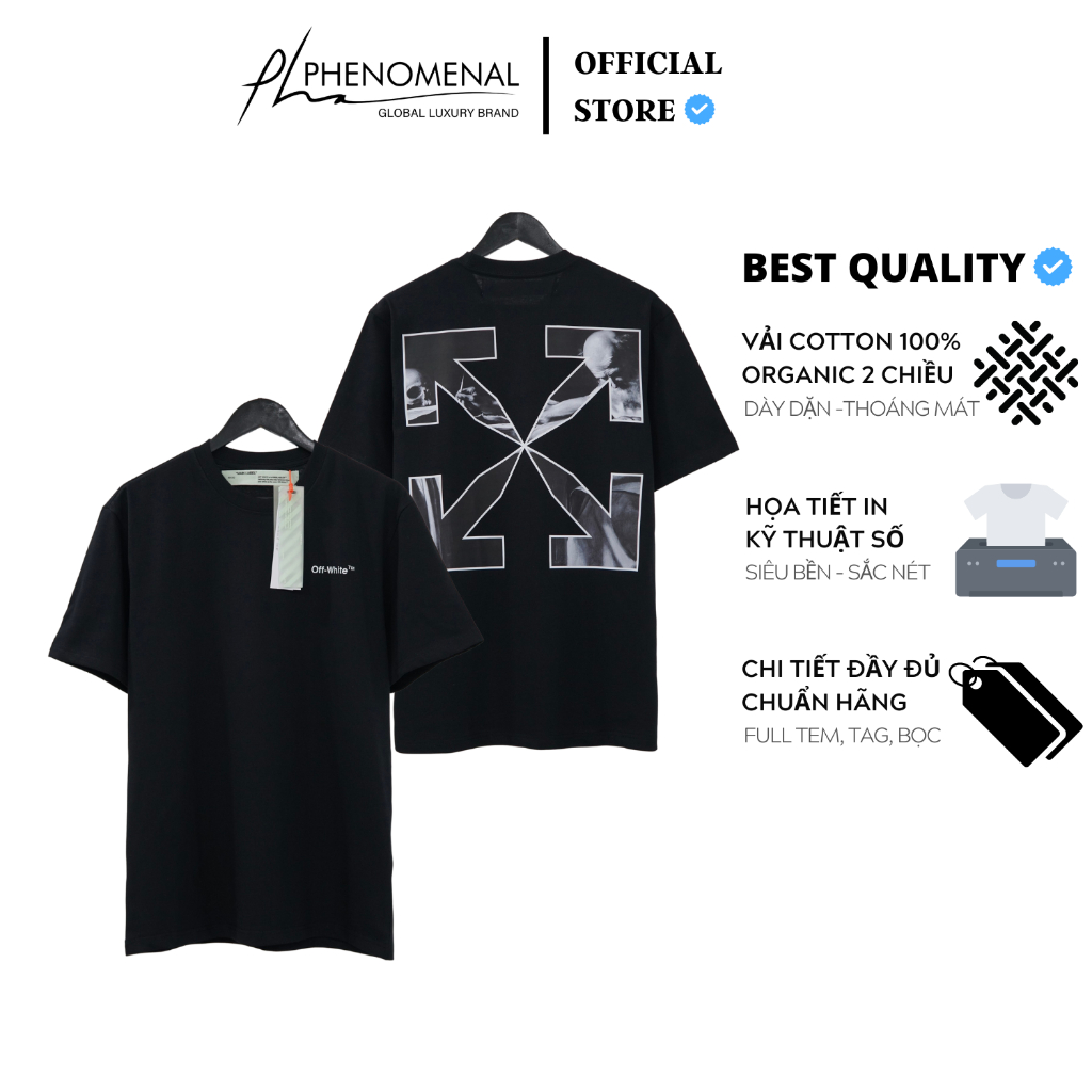 Áo OFF White Caravaggio Arrow loại Best - Chất 100%cotton mịn dày dặn 260gsm