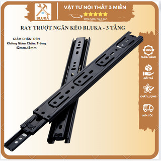 Ray trượt ngăn kéo bluka 3 tầng sơn tĩnh điện giam chấn, thanh ray bi cho hộc tủ bếp tủ quần áo bàn giường