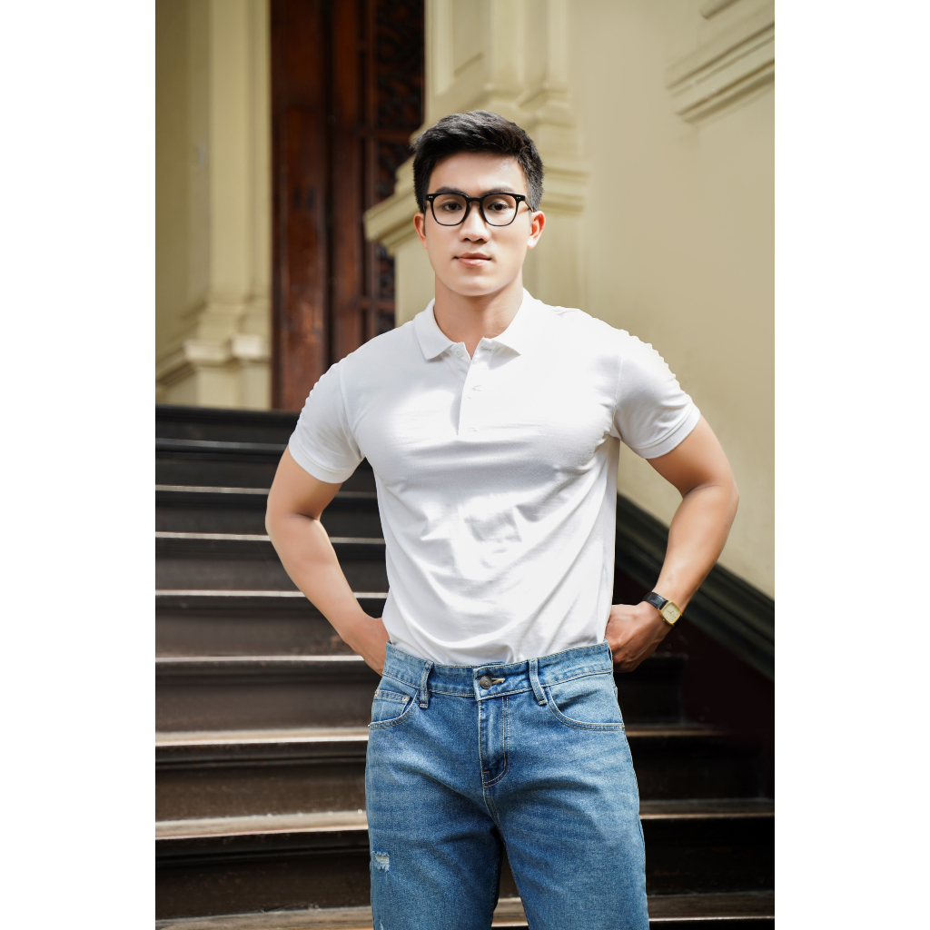 (MAZZOLA SHOP) Áo Thun Polo Nam Trắng Trơn