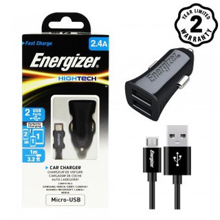 Sạc ô tô energizer 2 cổng 2.4a kèm cáp micro usb cho xe hơi - dca2bhmc3