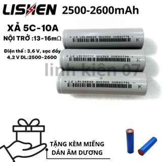 Combo 6 cell pin ls lishen xám 2600mah, dòng xả cao 10a - cell 18650 2600mah - pin 18650_bao tes dung lượng