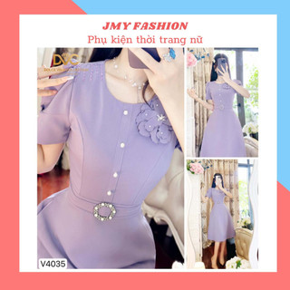 V4035 Váy tím dự tiệc ngực đính hoa (tặng kèm đai eo) [Dolce Viva Colection (DVC)] váy công sở dáng dài nữ tính