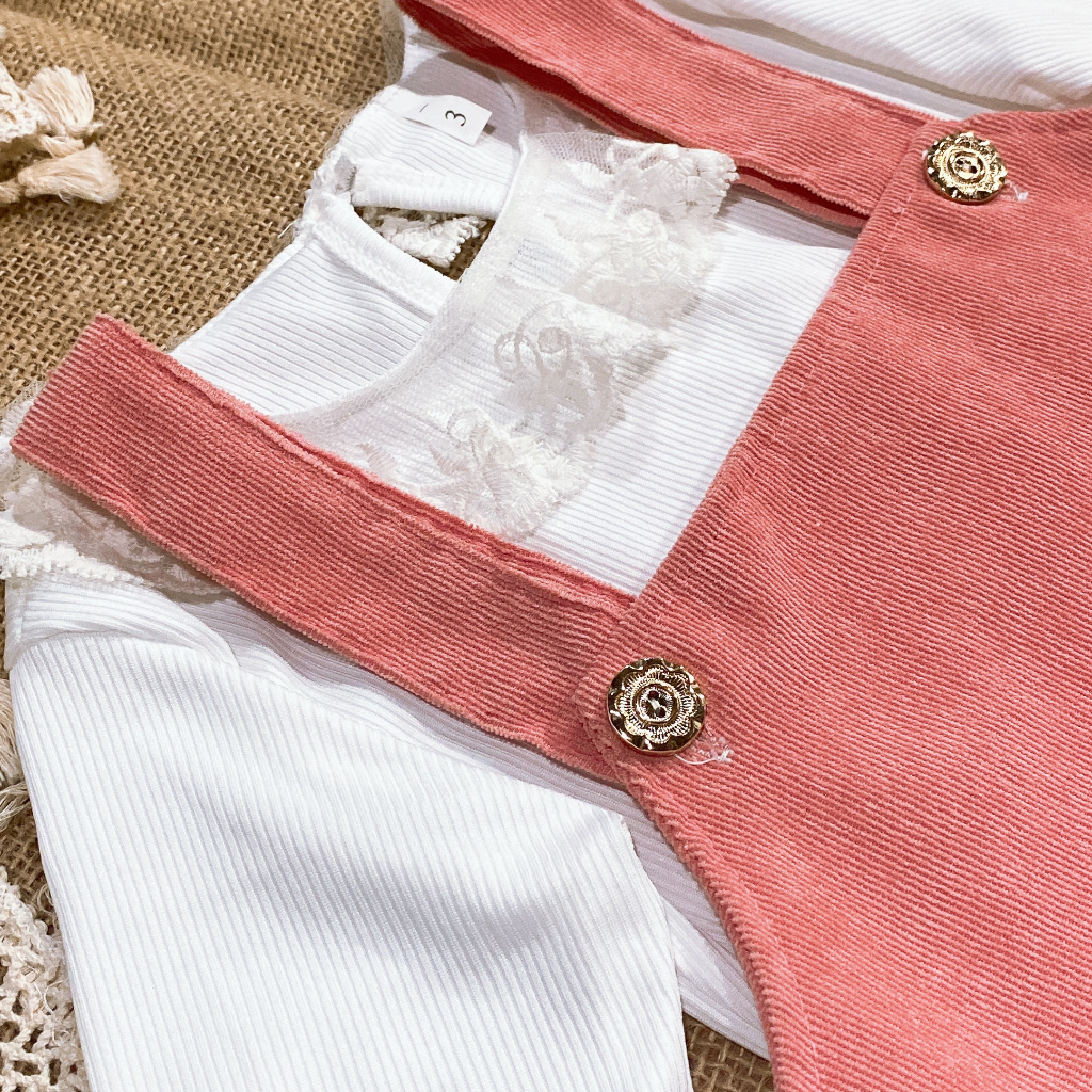 Set yếm hươu hồng QATE612 cho bé gái TB98