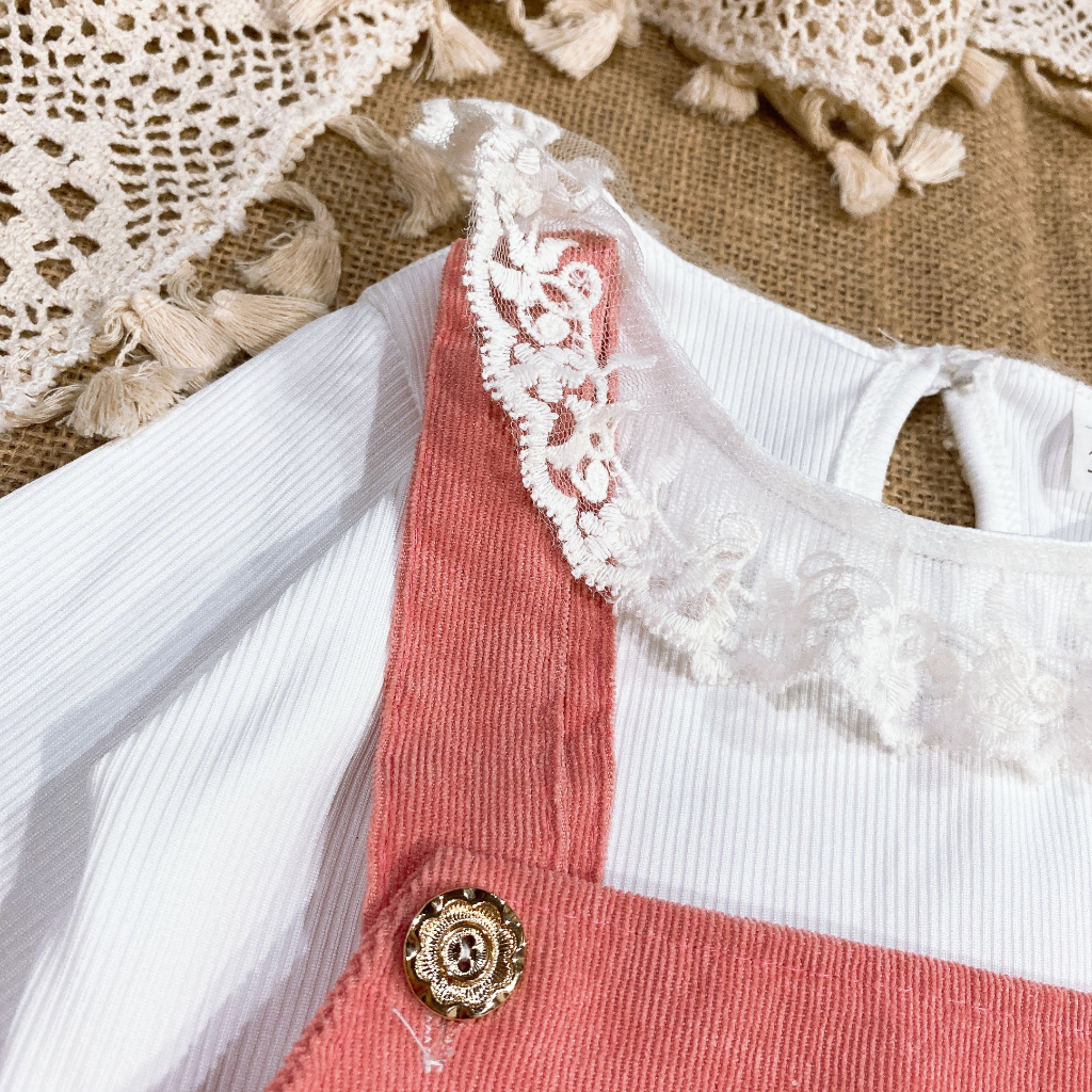 Set yếm hươu hồng QATE612 cho bé gái TB98