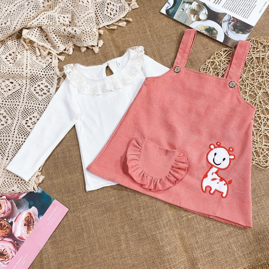 Set yếm hươu hồng QATE612 cho bé gái TB98