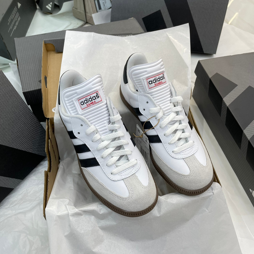 Giày ADIDAS SAMBA CLASSIC - WHITE BLACK - * ĐẾ NÂU * - *LƯỠI GÀ DÀI* - CODE : 772109