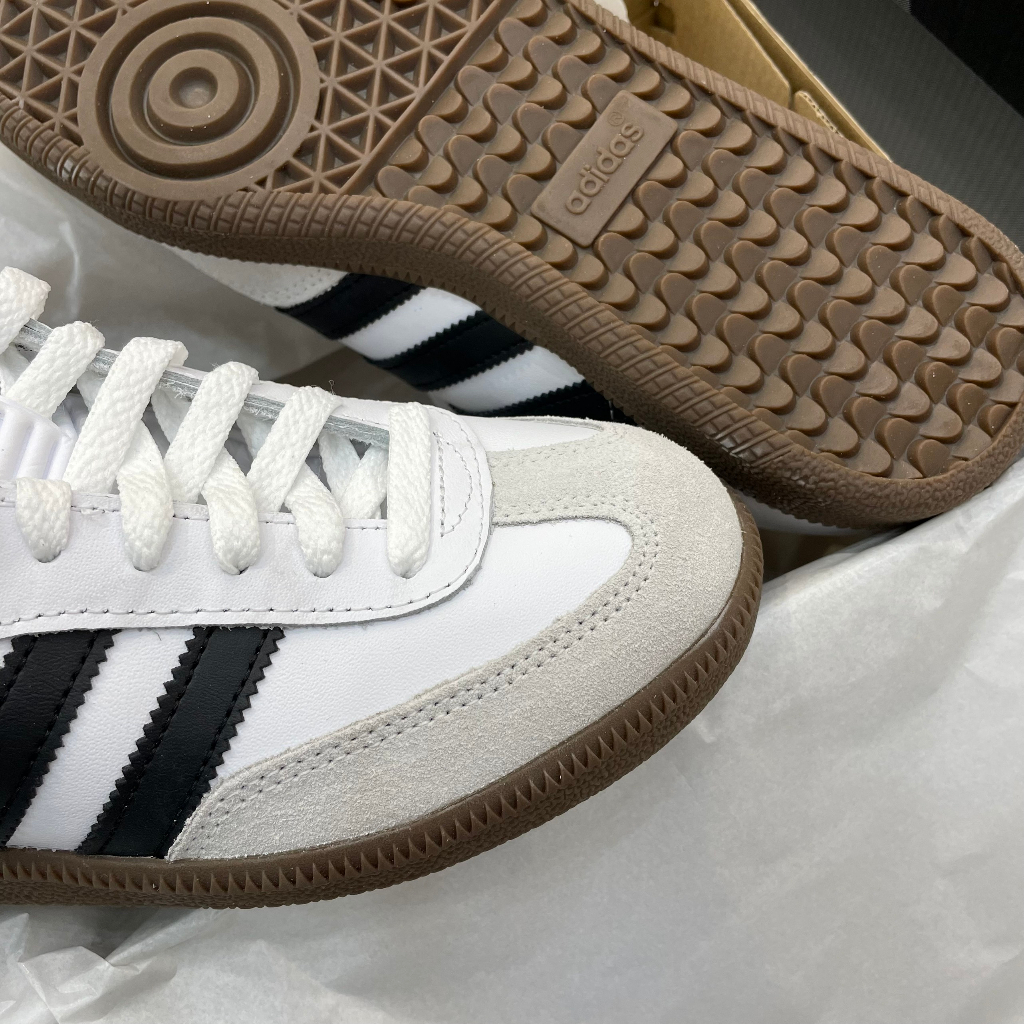 Giày ADIDAS SAMBA CLASSIC - WHITE BLACK - * ĐẾ NÂU * - *LƯỠI GÀ DÀI* - CODE : 772109