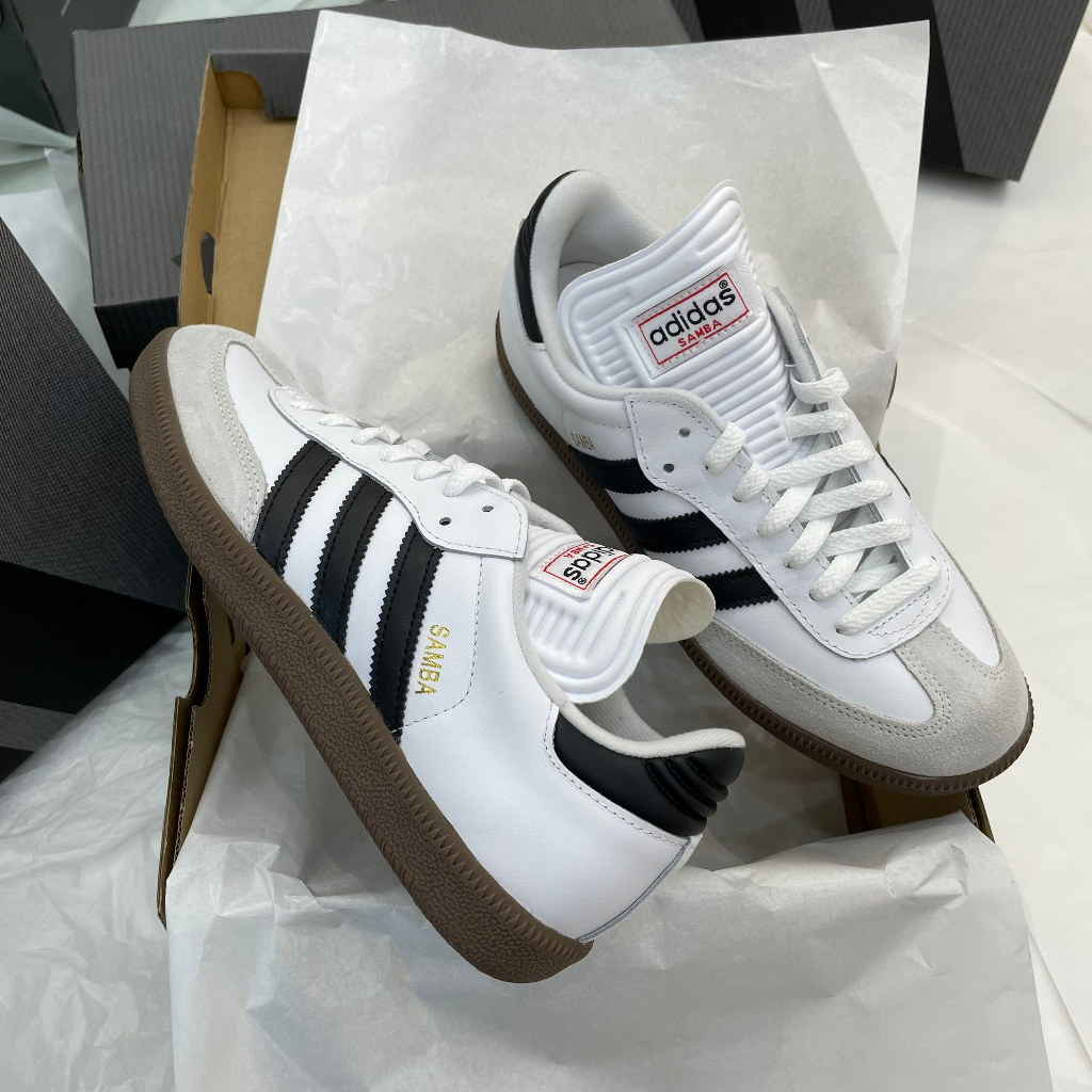 Giày ADIDAS SAMBA CLASSIC - WHITE BLACK - * ĐẾ NÂU * - *LƯỠI GÀ DÀI* - CODE : 772109