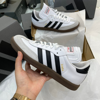 [CHÍNH HÃNG] Giày ADIDAS SAMBA CLASSIC - WHITE BLACK - * ĐẾ NÂU * - *LƯỠI GÀ DÀI* - CODE : 772109