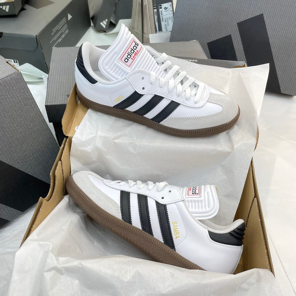 Giày ADIDAS SAMBA CLASSIC - WHITE BLACK - * ĐẾ NÂU * - *LƯỠI GÀ DÀI* - CODE : 772109