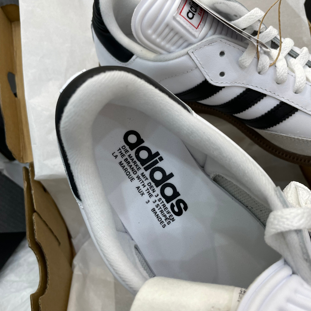 Giày ADIDAS SAMBA CLASSIC - WHITE BLACK - * ĐẾ NÂU * - *LƯỠI GÀ DÀI* - CODE : 772109