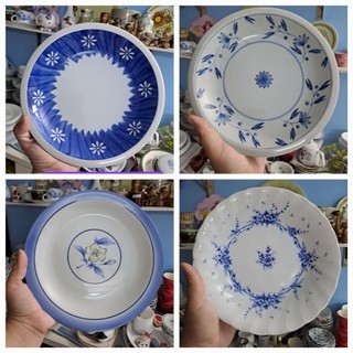Dĩa sâu lòng viền hoa dây leo Gốm sứ nhật 22cm