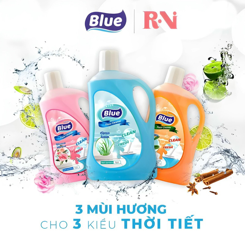 Nước Lau Sàn Blue Hàn Quốc chai 1L Chính hãng