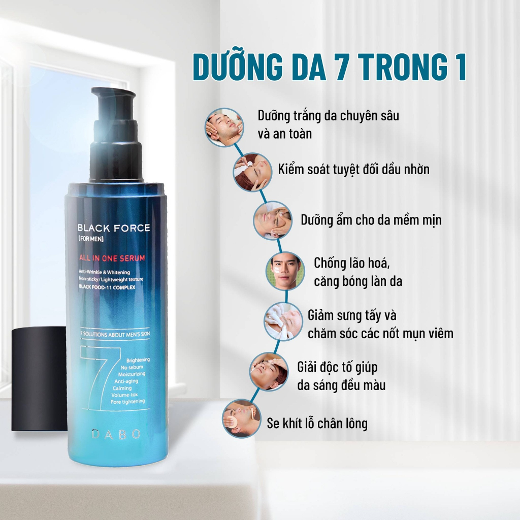 Tinh chất dưỡng da cho nam Dabo Black Force Serum For Men 120ml - Kem dưỡng ẩm dưỡng trắng da nam