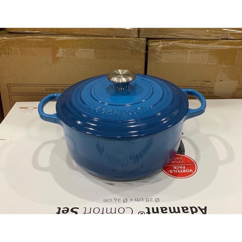 🇩🇪NỒI GANG LECREUSET 20cm CAO CẤP TỪ ĐỨC Made in France xanh Blue Marseille - cam Orange