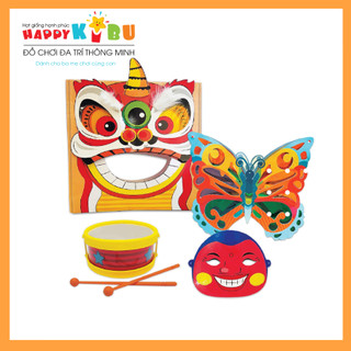Lồng đèn trung thu happy kibu - lồng đèn trung thu xanh - bướm hoa