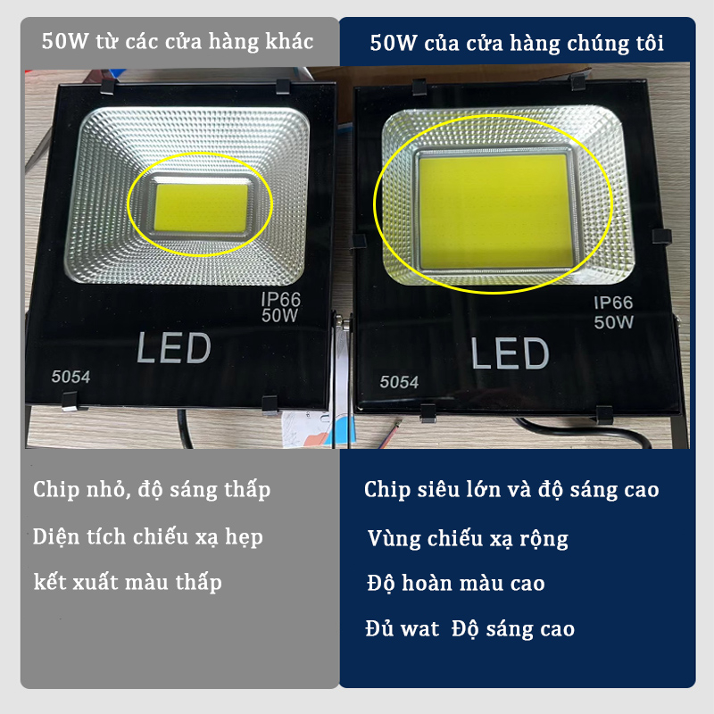 Đèn pha led ngoài trời 50w 100w 200w chiếu sáng biển quảng cáo sân vườn kho bãi nhà xưởng công trình.