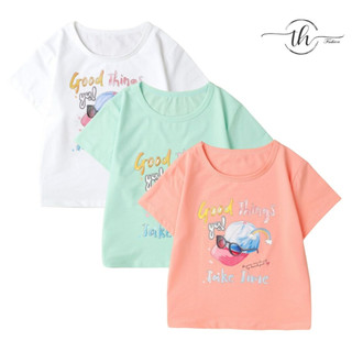 Áo thun bé gái chất Cotton local brand TH Fashion GCLL0119 in hình chiếc nón dành cho bé từ 22 đến 45kg