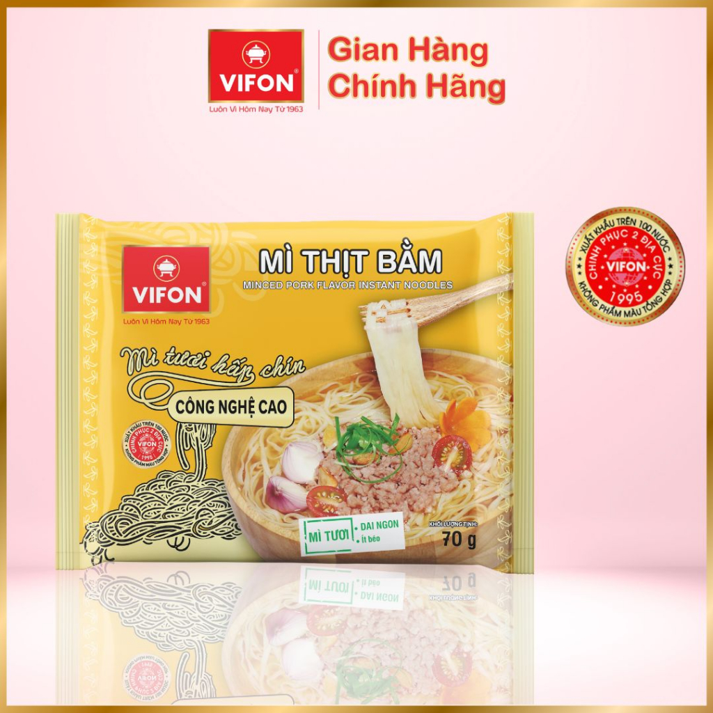 Set 10 gói Mì tươi tôm chua cay/ thịt bằm/ bò xốt vang VIIFON 70gr/gói