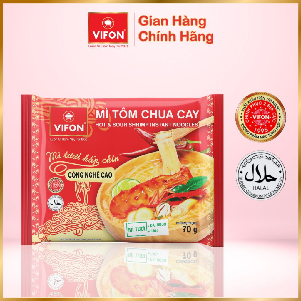 Set 10 gói Mì tươi tôm chua cay/ thịt bằm/ bò xốt vang VIIFON 70gr/gói