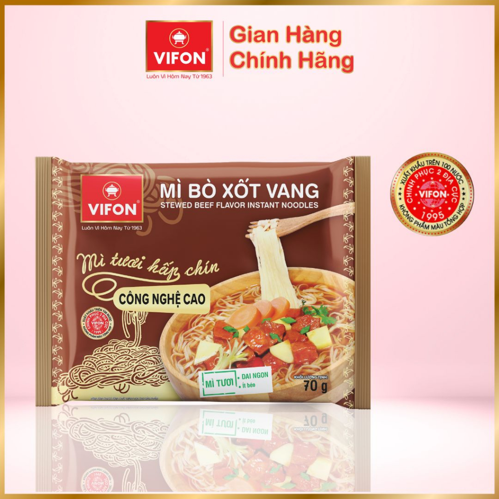 Set 10 gói Mì tươi tôm chua cay/ thịt bằm/ bò xốt vang VIIFON 70gr/gói