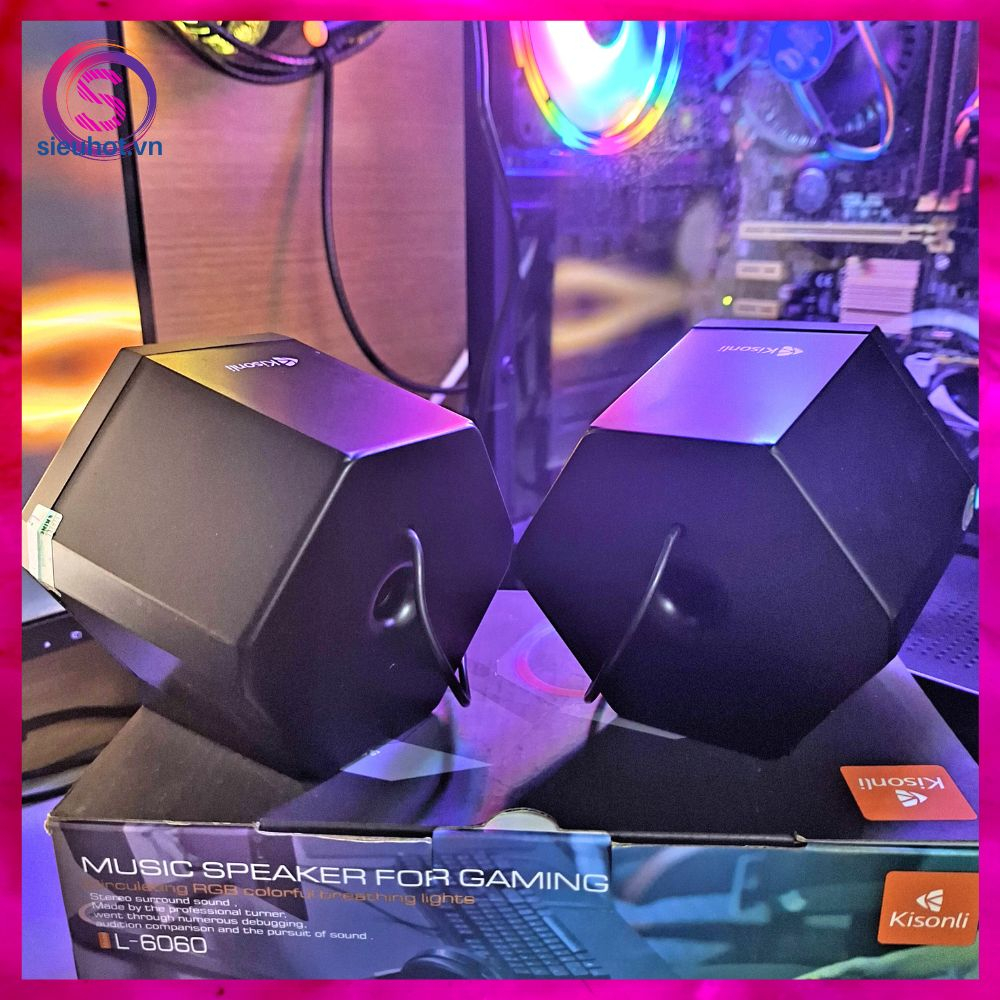 Loa Vi Tính Mini 2.1 KISONLI L6060 Có Dây Để Bàn Led RGB Loa Máy Tính Pc Laptop Nghe Nhạc Chuyên Gaming