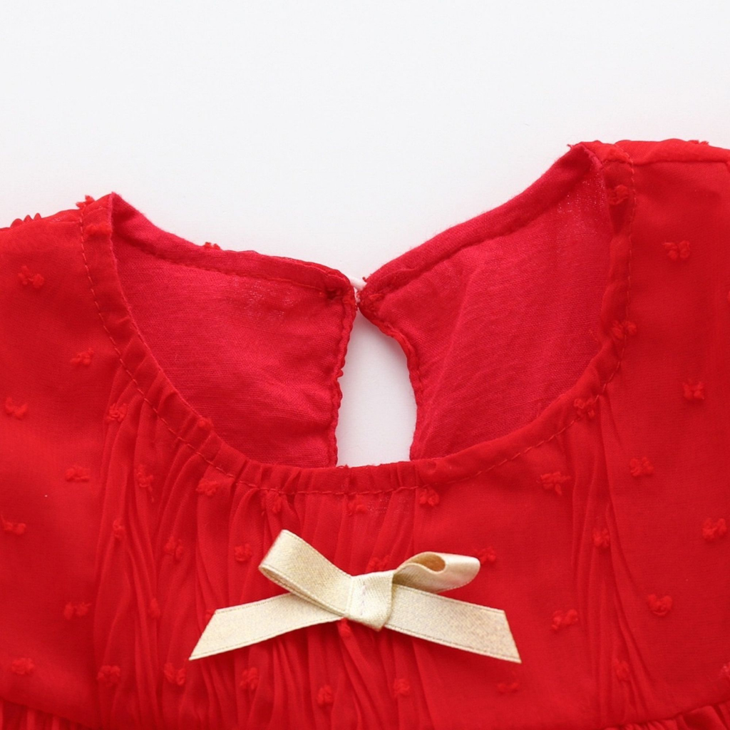 Váy Sát Nách Cho Bé Gái Xếp Tầng Đi Học Màu Đỏ Dễ Thương Chất Siêu Mát  QCCC - Mã 355