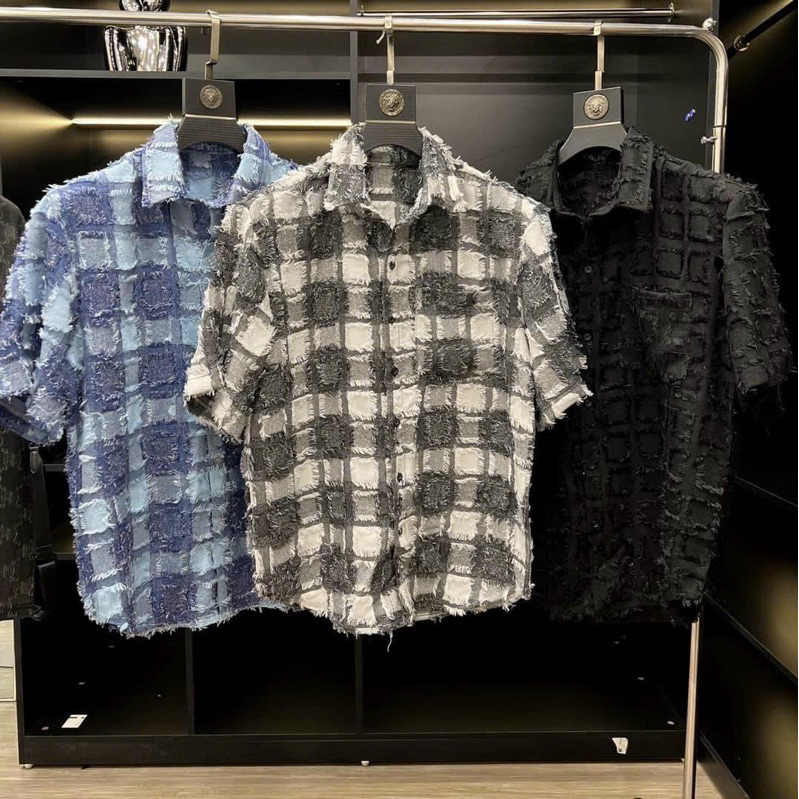 Áo Sơ Mi Tay Ngắn Phối Tua Rua Unisex Nam Nữ