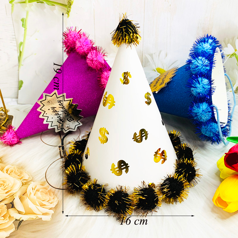 Mũ Sinh Nhật - Mũ Bông Hàn Quốc Mũ Rộng 17cm Cao 20cm