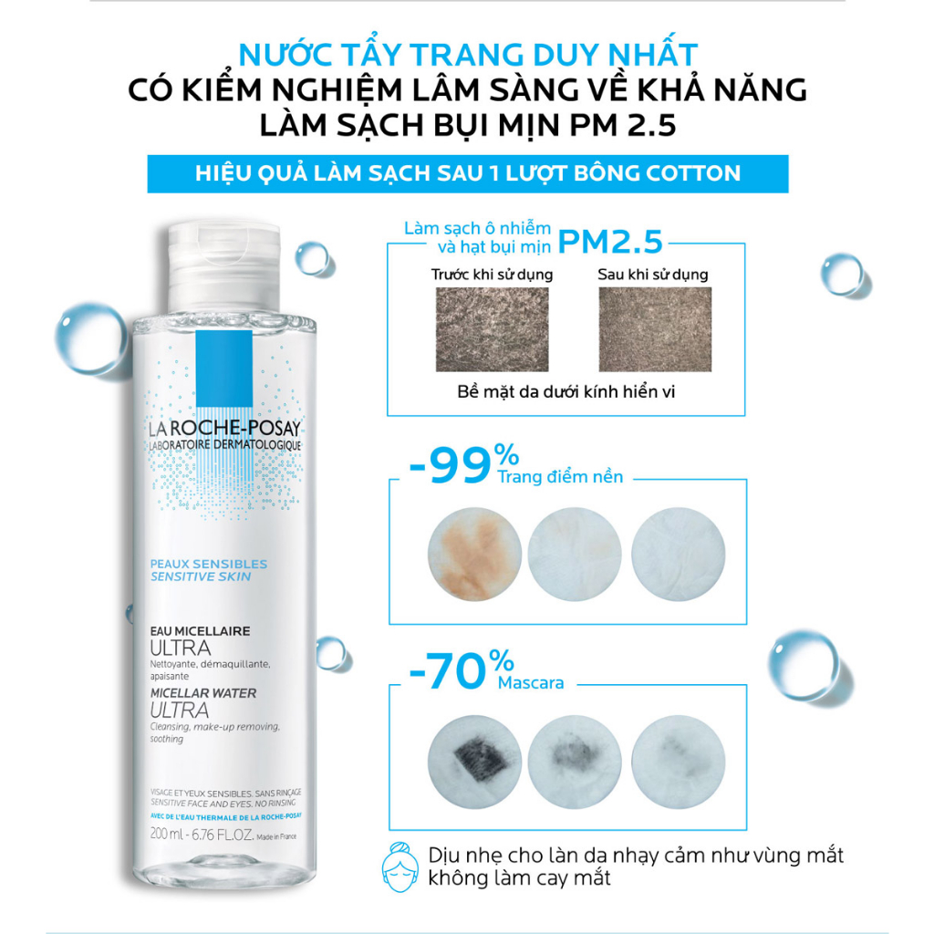 Nước tẩy trang cho da nhạy cảm La Roche-Posay Micellar Water Ultra Sensitive Skin