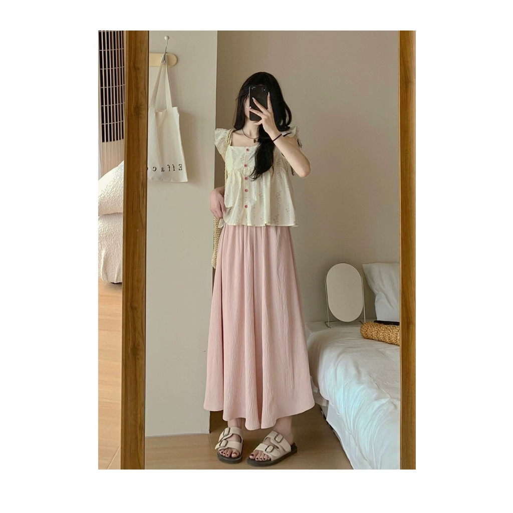 Quần giả váy bigsize ống cực rộng chất đũi Quần dài nữ dáng lửng 2 lớp cạp cao lưng chun mát mẻ che mọi khuyết điểm