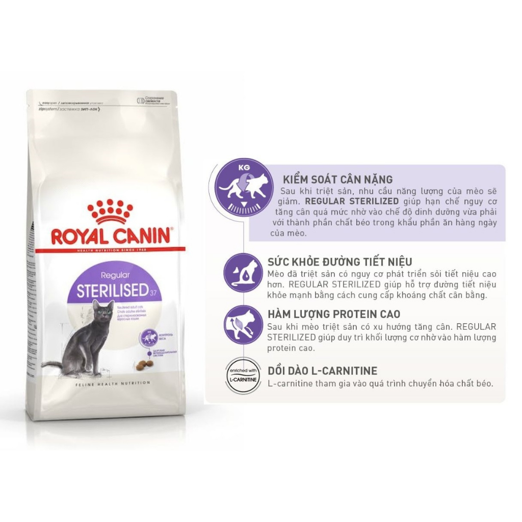 Thức Ăn Cho Mèo Royal Canin Renal, Sterilized, Fibre Response, Hairball Hỗ Trợ Suy Thận, Béo Phì, Táo Bón, Búi Lông