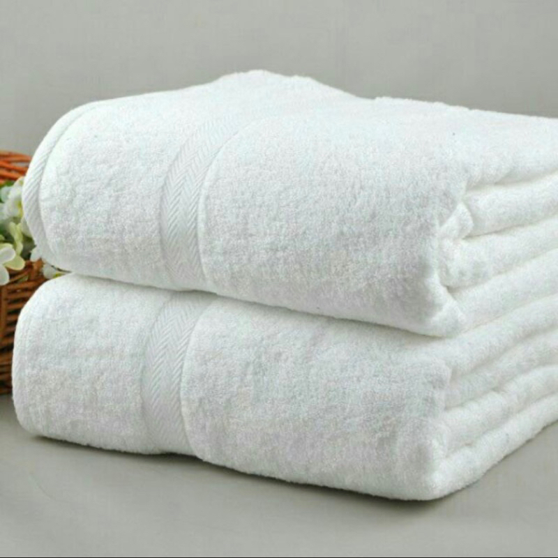 Khăn Trắng Khách Sạn 9 Tấc, 34x85CM, 100% Cotton, Thêu Tên Lên Khăn