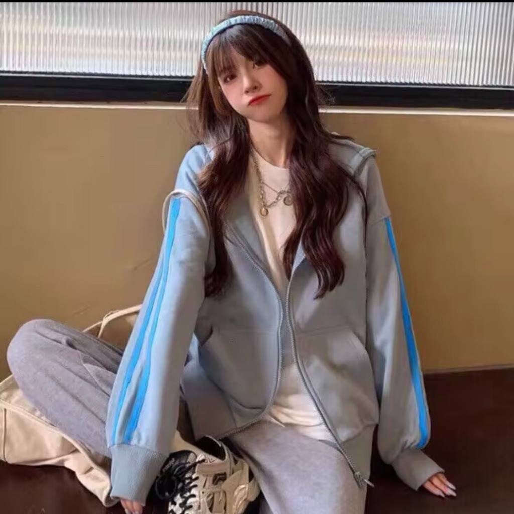 Áo khoác hoodie nữ chất nỉ bông dày dặn form rộng unisex có khóa kéo, có nón