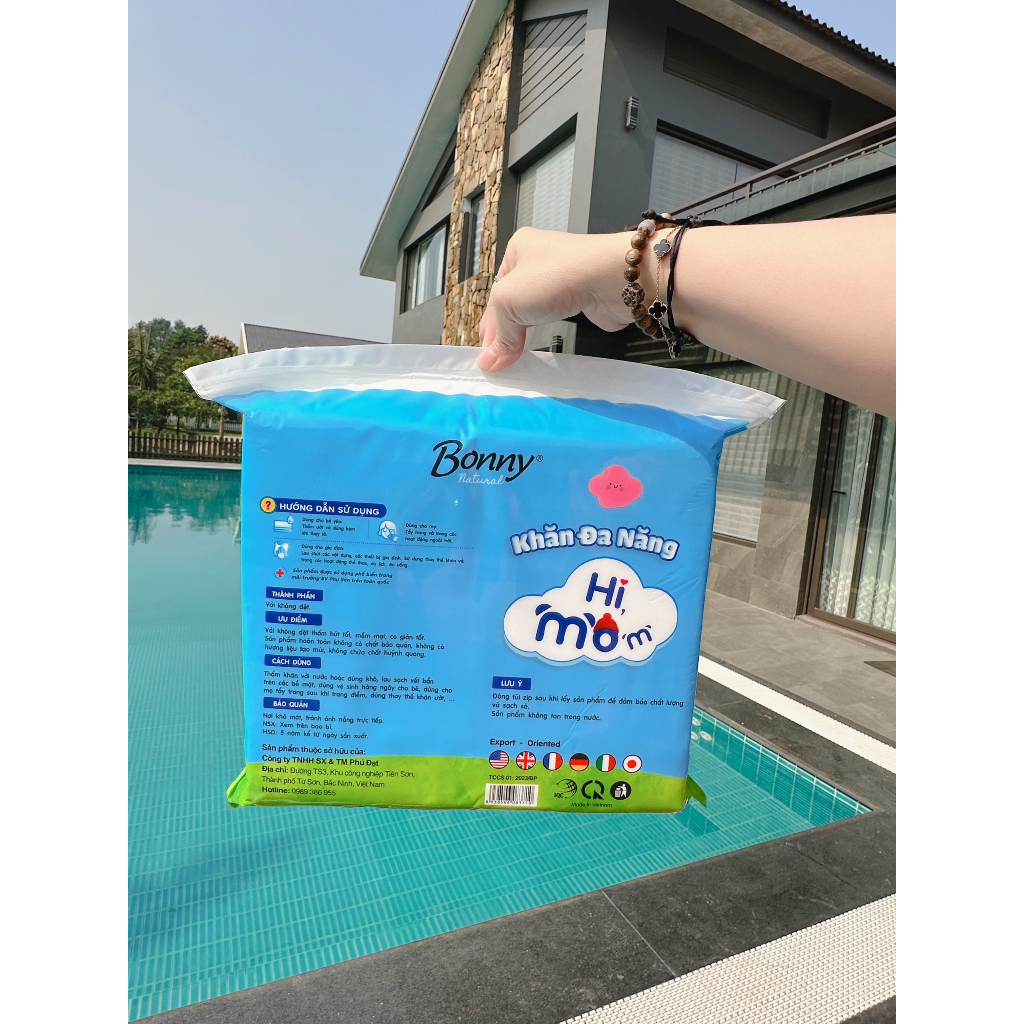 COMBO 2 Bịch Khăn Vải Khô Himom Bonny 600g Chính Hãng Mềm Mại, An Toàn Cho Bé