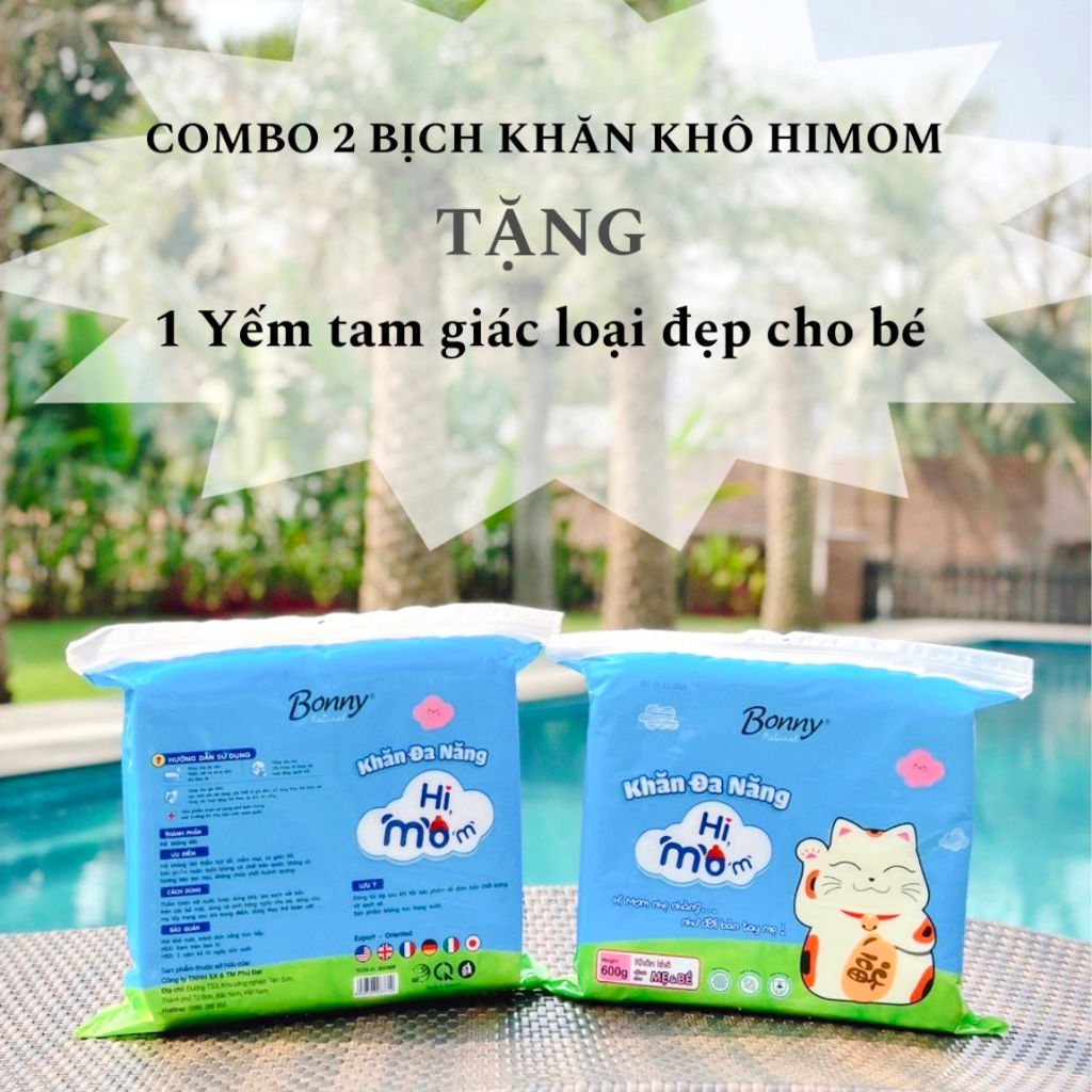 COMBO 2 Bịch Khăn Vải Khô Himom Bonny 600g Chính Hãng Mềm Mại, An Toàn Cho Bé