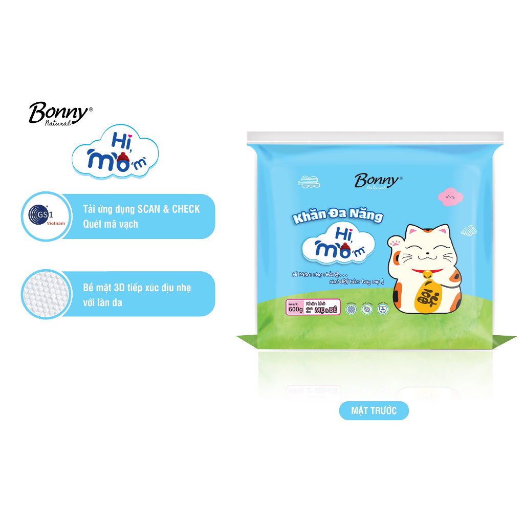 COMBO 2 Bịch Khăn Vải Khô Himom Bonny 600g Chính Hãng Mềm Mại, An Toàn Cho Bé