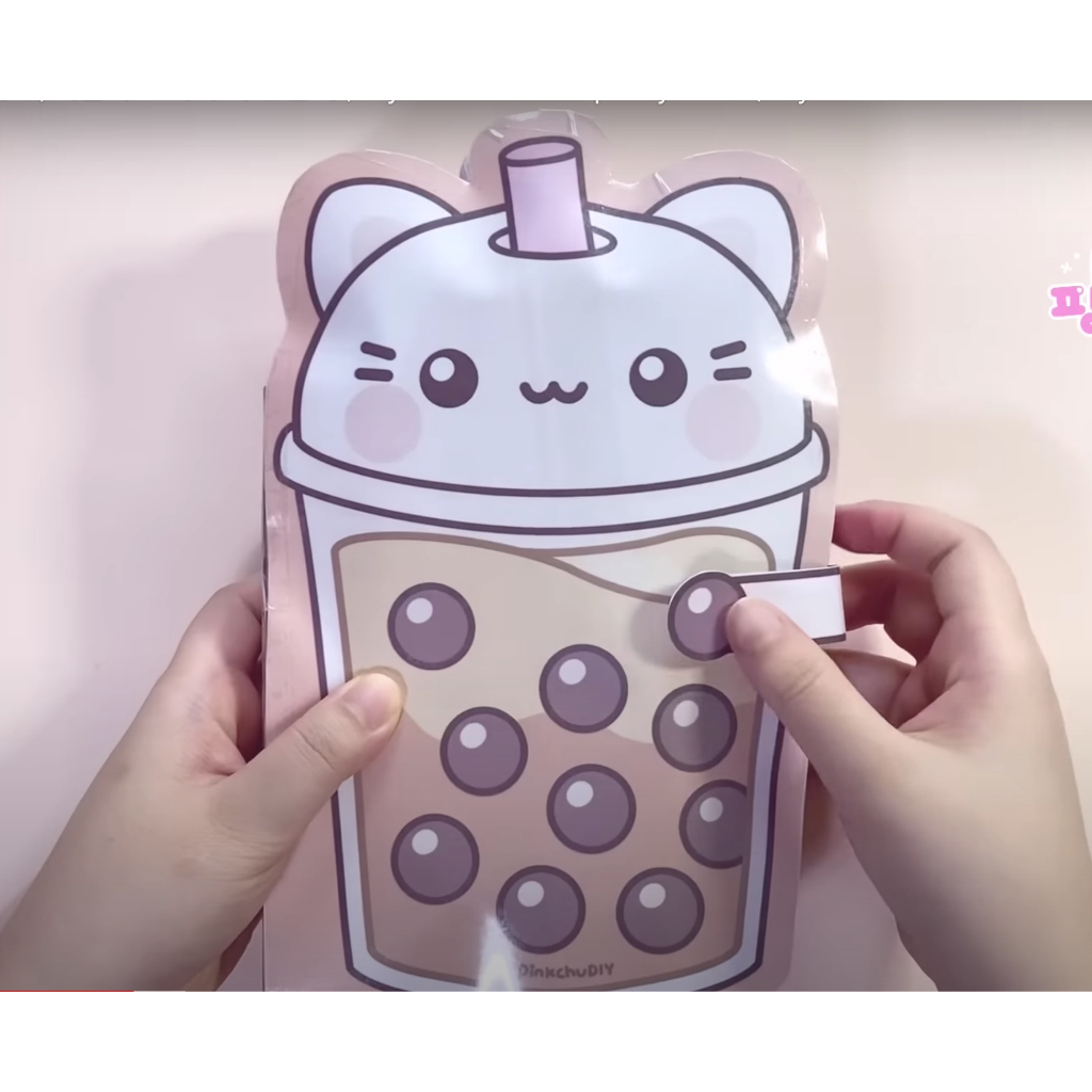 Squishy Giấy - Ngôi Nhà Búp Bê Giấy Nhồi Bông Ly Trà Sữa Trân Châu - DIY Set Giấy Tự Làm - Đồ Chơi Cho Bé