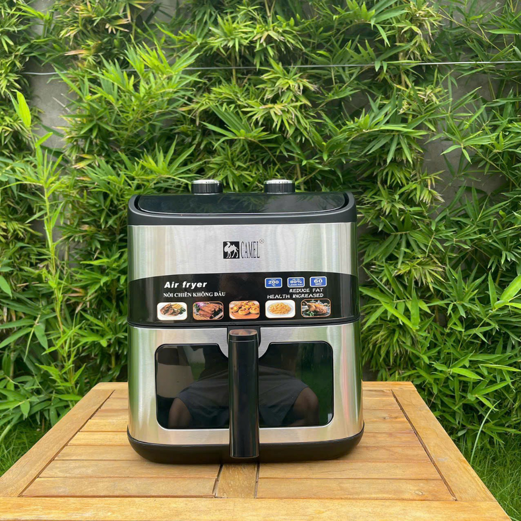 NỒI CHIÊN KHÔNG DẦU CAMEL 15L KHOANG KÍNH BẢO HÀNH 12 THÁNG