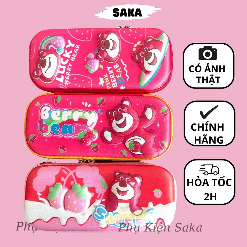 Hộp Bút Gấu Dâu - Hộp Đựng Bút Gấu Dâu Lotso Cute 3d Nhiều Ngăn Dễ Thương Học Sinh/Cho bé Giá Rẻ Saka