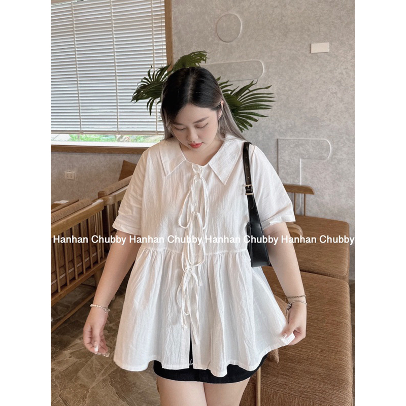 Áo Bbd Buộc Dây Tay Ngắn Dáng Rộng Phong Cách Tiểu Thư Có Bigsize 45-80kg Hàng QC loại 1 #130