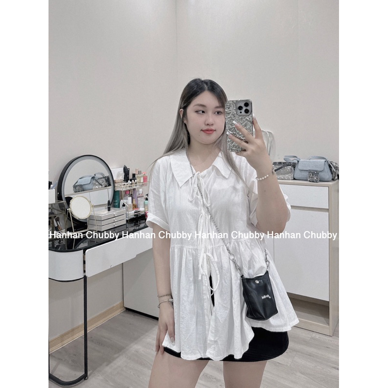 Áo Bbd Buộc Dây Tay Ngắn Dáng Rộng Phong Cách Tiểu Thư Có Bigsize 45-80kg Hàng QC loại 1 #130