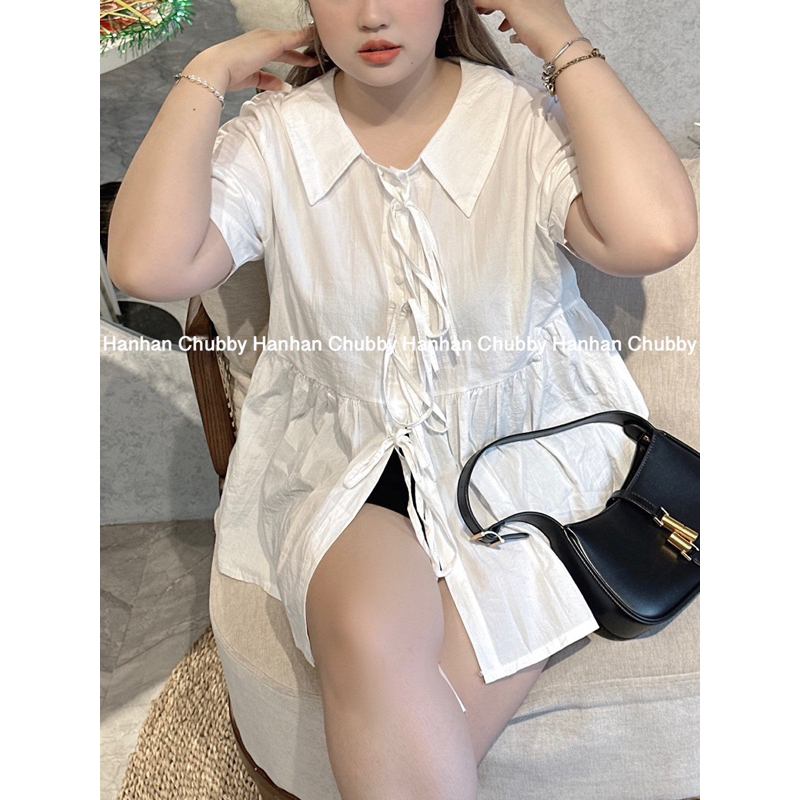 Áo Bbd Buộc Dây Tay Ngắn Dáng Rộng Phong Cách Tiểu Thư Có Bigsize 45-80kg Hàng QC loại 1 #130