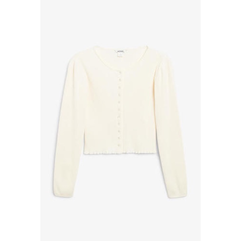Áo cardigan tăm gân Monki tay bo vai bồng Tqxk