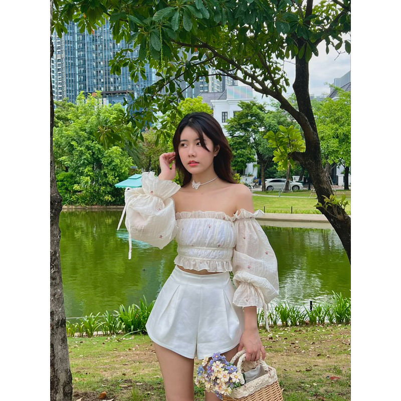 ÁO HOA NHÍ THUN NHÚN XINH XẮN MẶC ĐƯỢC 2 KIỂU VAI