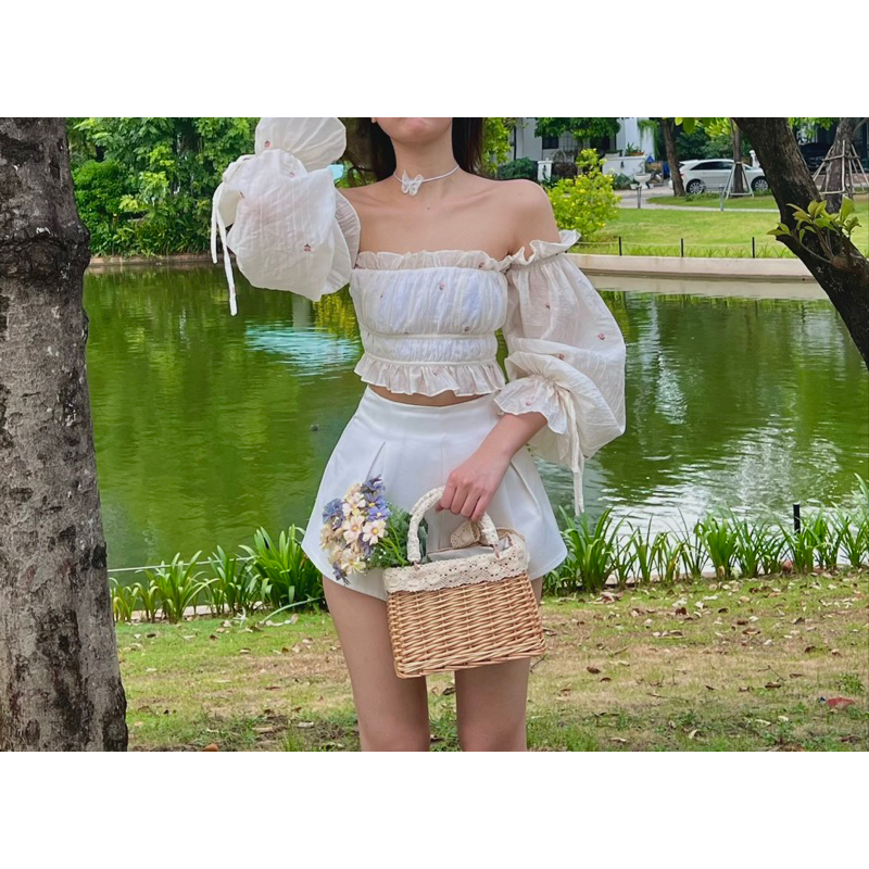 ÁO HOA NHÍ THUN NHÚN XINH XẮN MẶC ĐƯỢC 2 KIỂU VAI