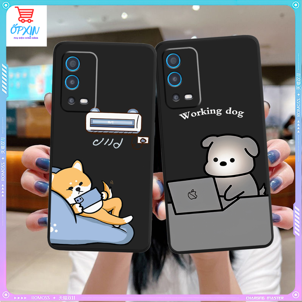 Oppo A54 4G/5G / A55 4G/5G Cạnh Vuông Bảo Vệ Cam /in hình Dog Cat