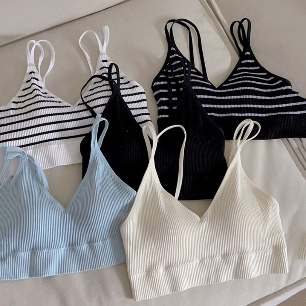 Áo bra mút mỏng 2 dây quyến rũ, Bra cotton gân tăm co dãn 4 chiều mềm mại SAVILL B3044
